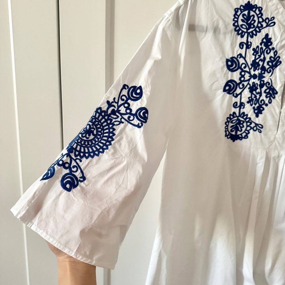 Zara Blue Floral Embroidery Mini Dress - Picture 3 of 7